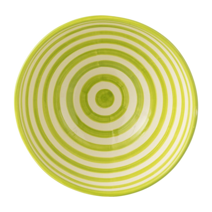 J-Line bol Granada Stripes High - céramique - blanc/vert  - large - Ø 28 cm