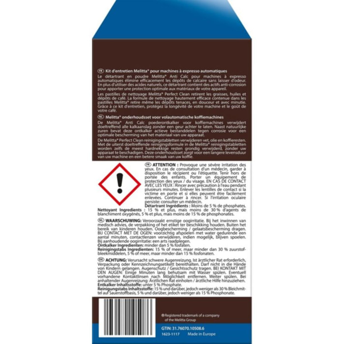 Produit de Nettoyage MELITTA Espresso Kit 4 détartrants + 4 nettoyant