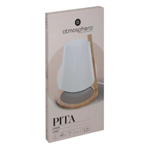 Lampe "Pita" bambou blanc H26cm