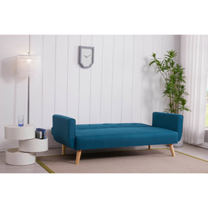 Canapé scandinave convertible 3 places en tissu bleu canard NAKSKOV