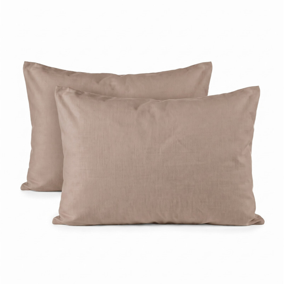 Coppia di federe in flanella 100% cotone - Tortora