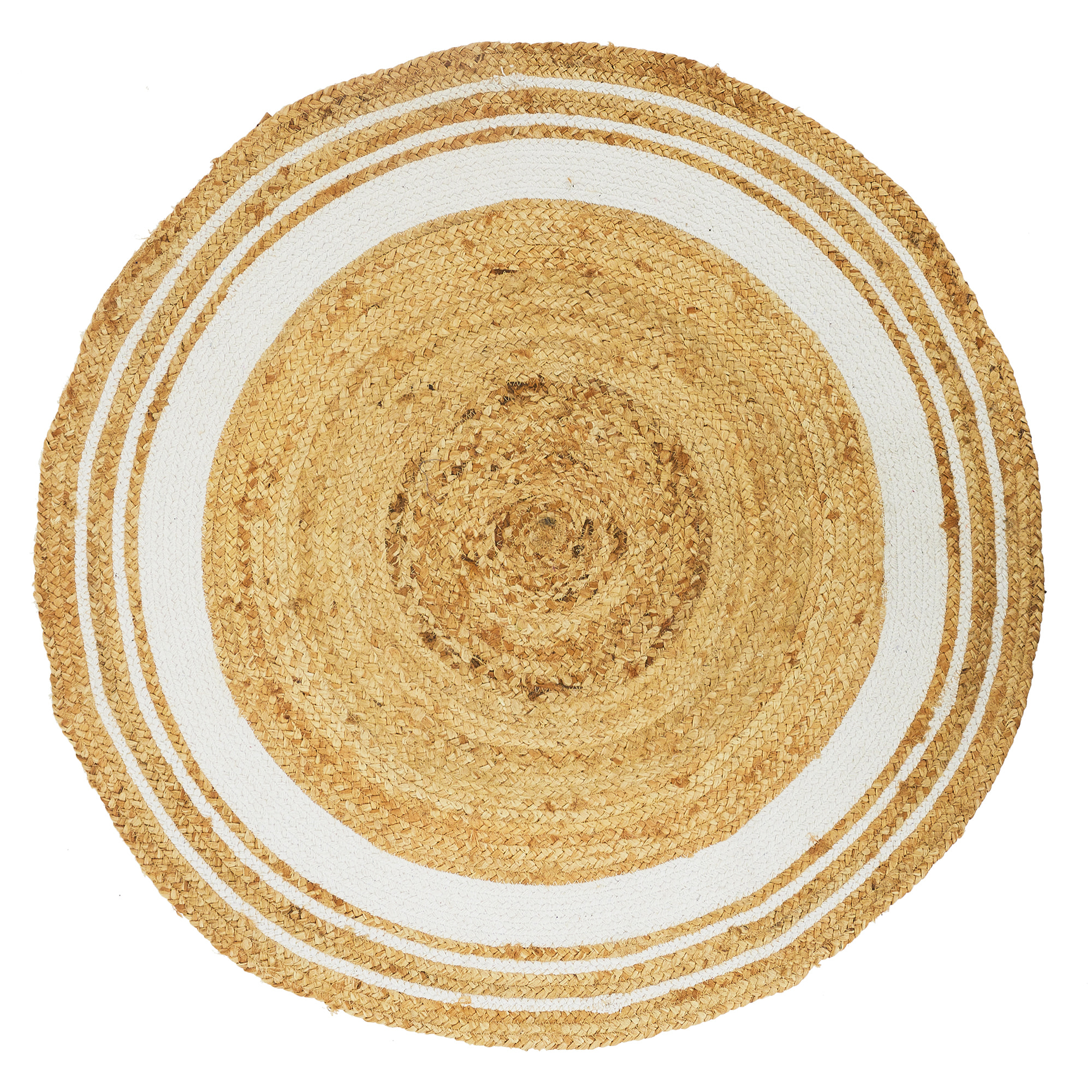Tapis Rond Jute Coton Blanc 90cm