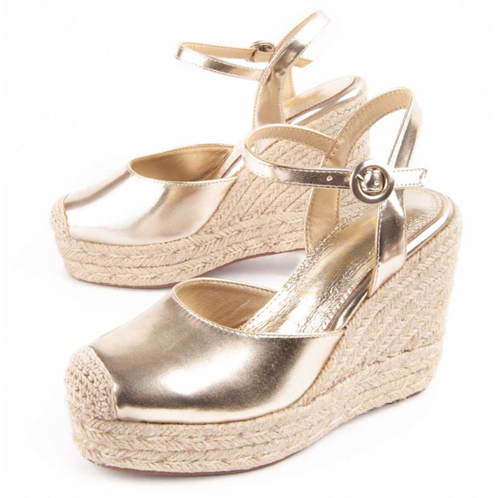 Alpargata De Cuña - Dorado - Altura: 9 Cm