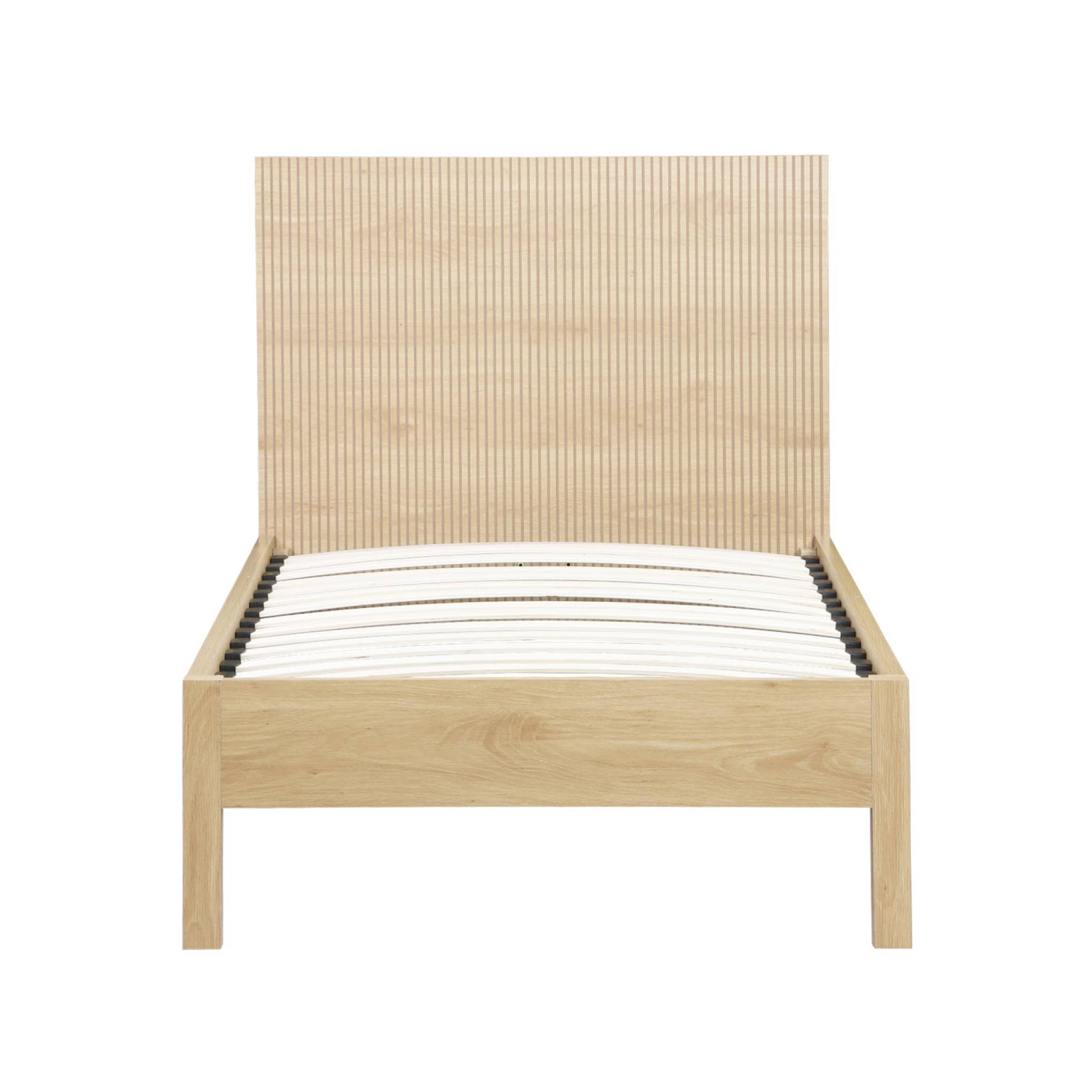 Lit avec sommier à lattes et tête de lit 90x190cm décor bois LINEAR