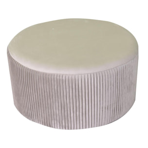 Pouf Vacchetti in velluto beige cm ø56h28