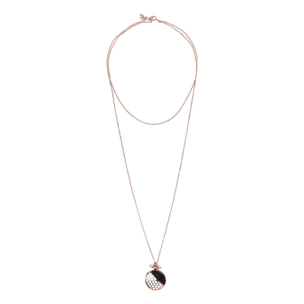 Collana Pendente Ape Alveare con Pavé in Spinello Nero Placcata Oro Rosa 18kt