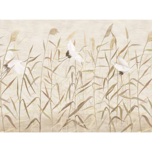 Papier peint graminées et grues ambiance zen naturelle Intissé