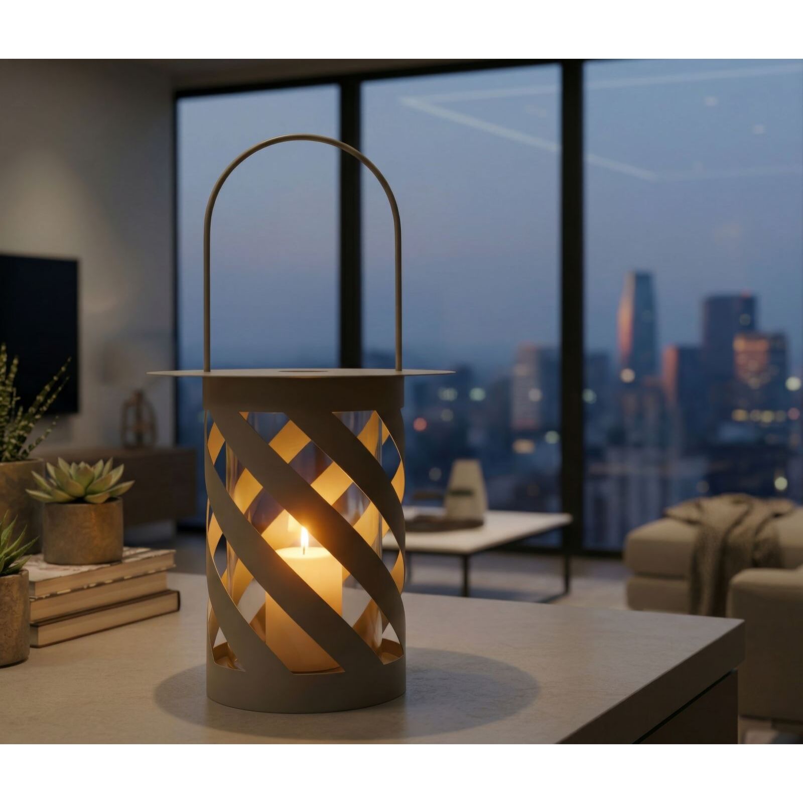 LANTERNA SATURNO TORTORA TWIST CM Ø 23X43