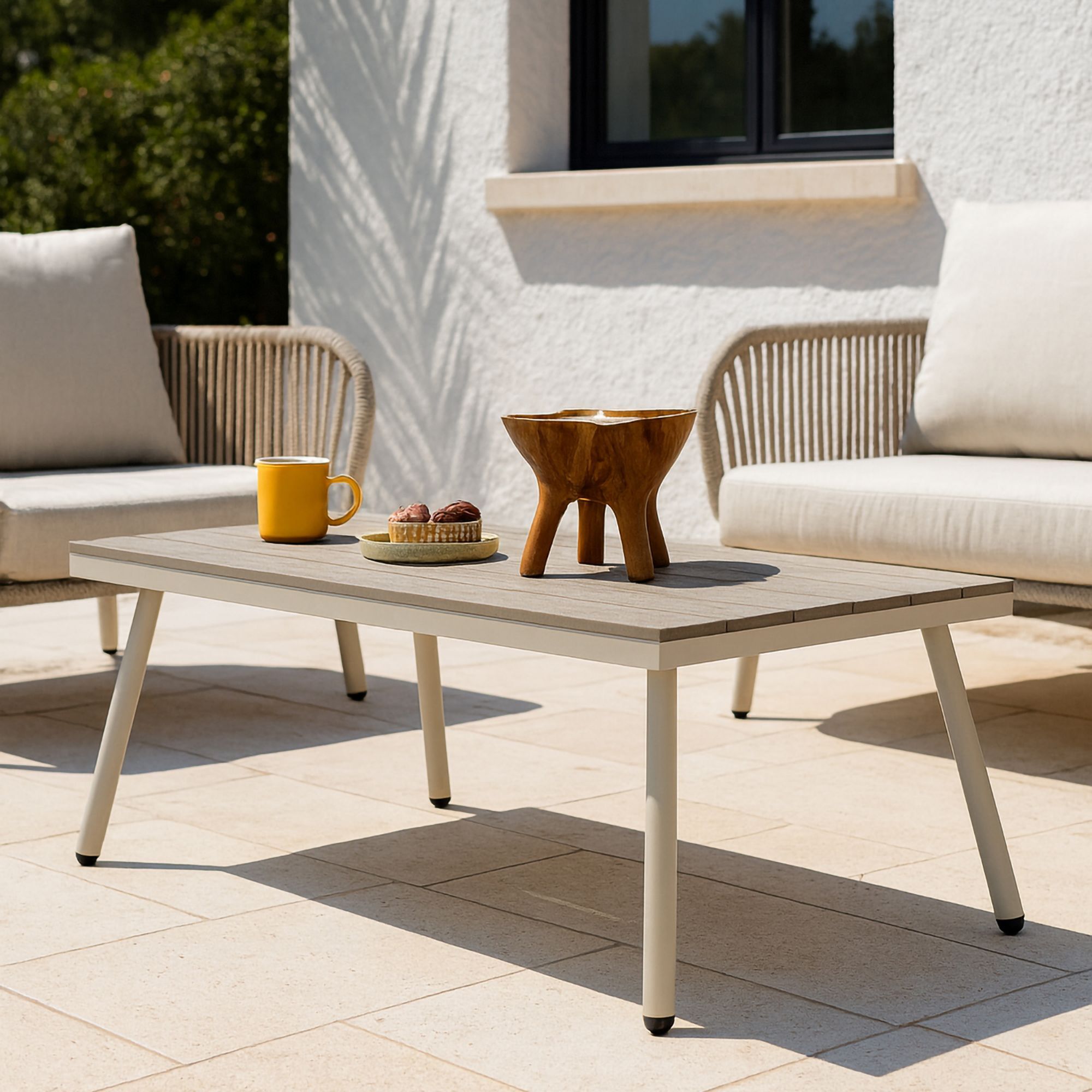 Salon de jardin 5 places en aluminium beige FIGARI