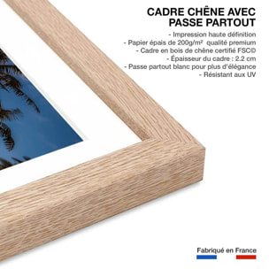 Affiche paysage paradis beach Affiche + cadre en bois - Chêne