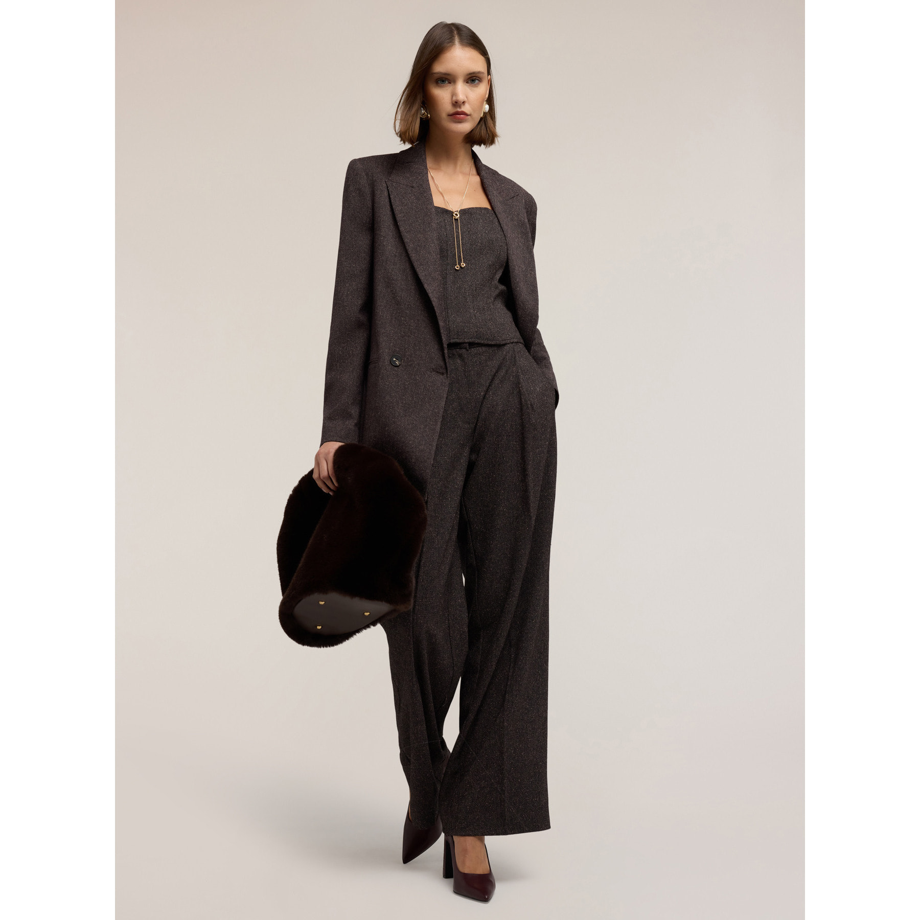 Motivi - Top bustier en poliviscosa teñido en hilo - Gris