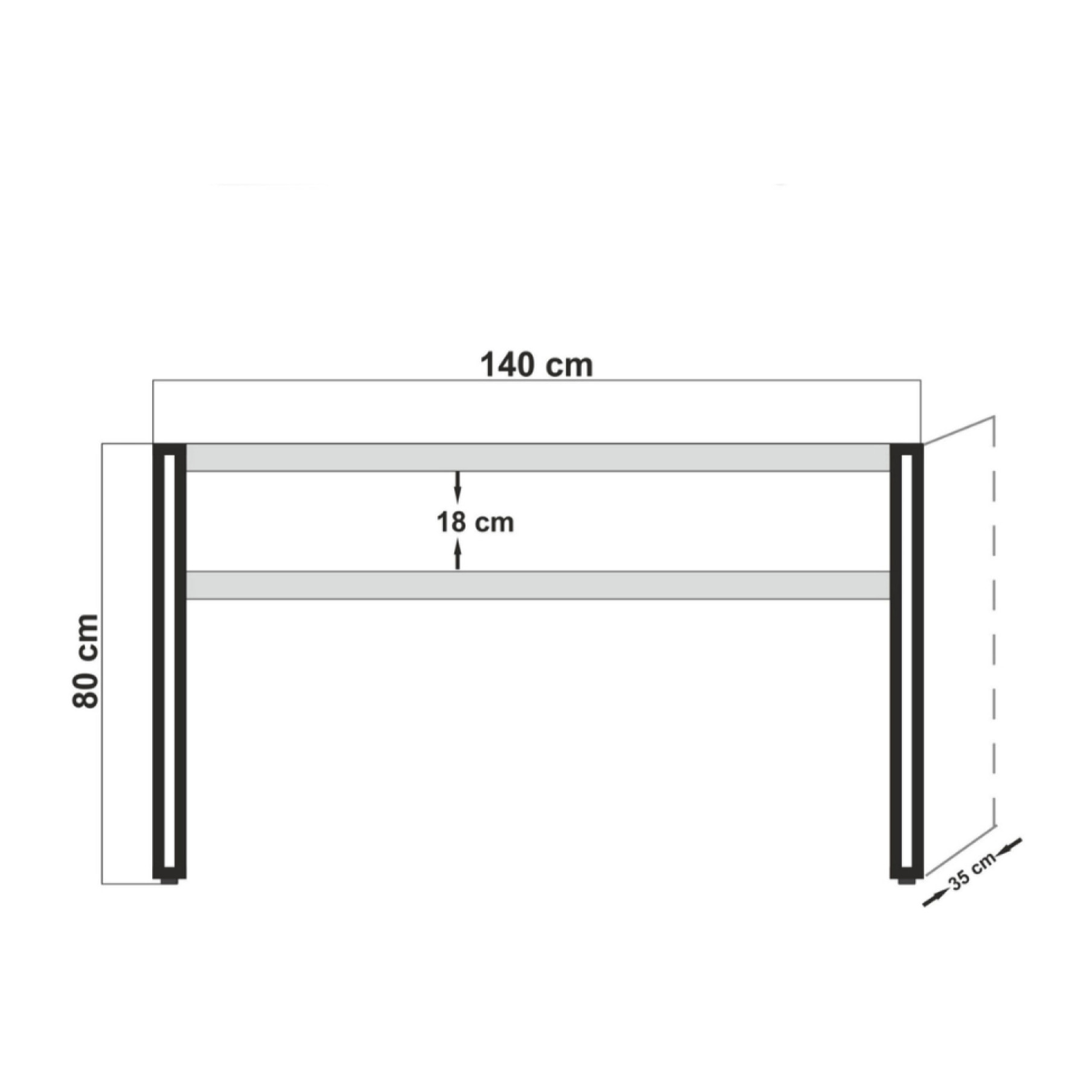 LEWA - Console style industriel - bois et noir - 140 cm