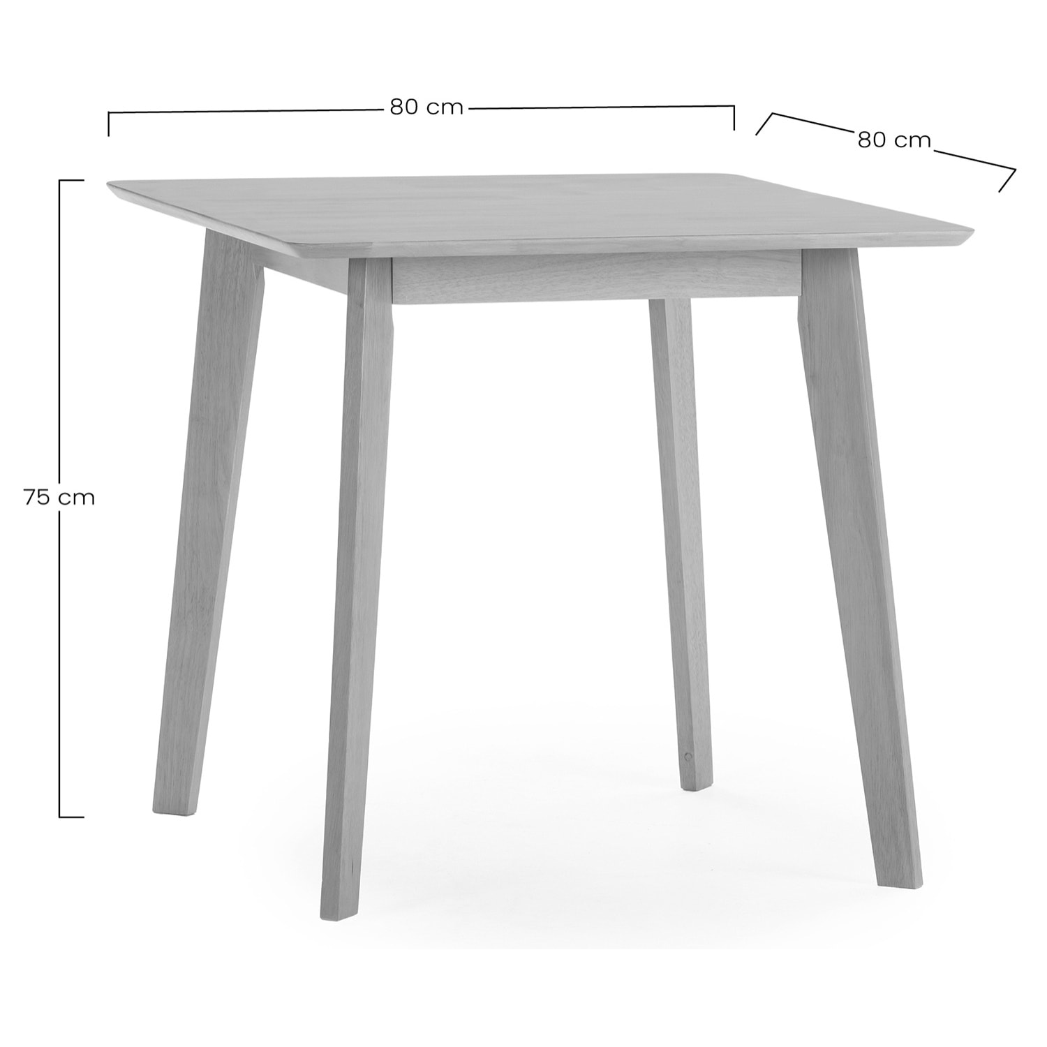 Juego de mesa 80x80 cm y 4 sillas de comedor Mura