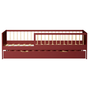 Lit gigogne pour enfant 190x90cm terracotta ADAM