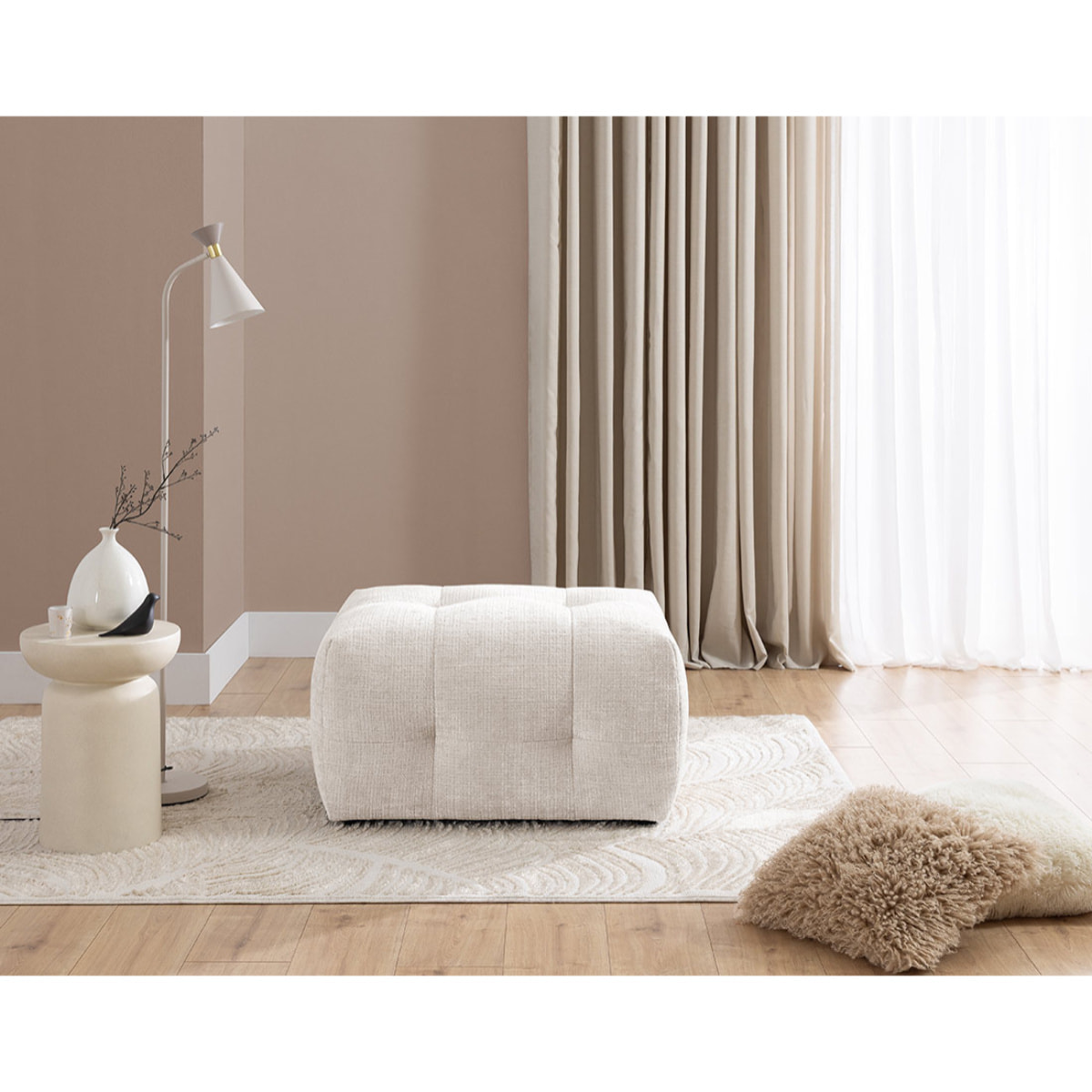 Diane - pouf en velours texturé - Beige
