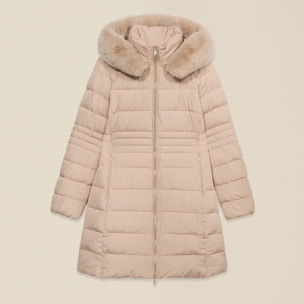 Oltre - Piumino midi con cappuccio - Beige