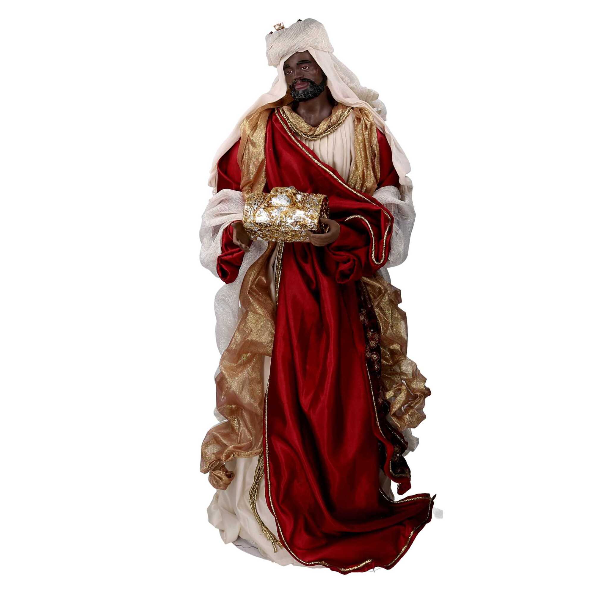 Presepe in tessuto bordeaux con re magi cmh81