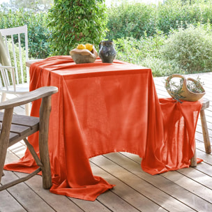 Nappe pur coton motif jacquard orange Paradia sienne