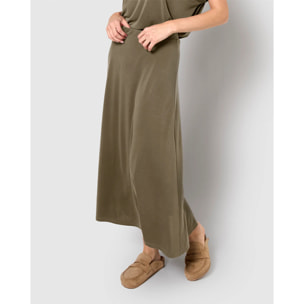 Falda midi evasé verde cacería