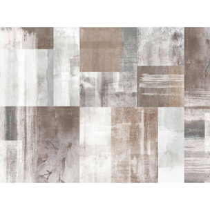 Papier peint abstrait effet matières patchwork beige Intissé