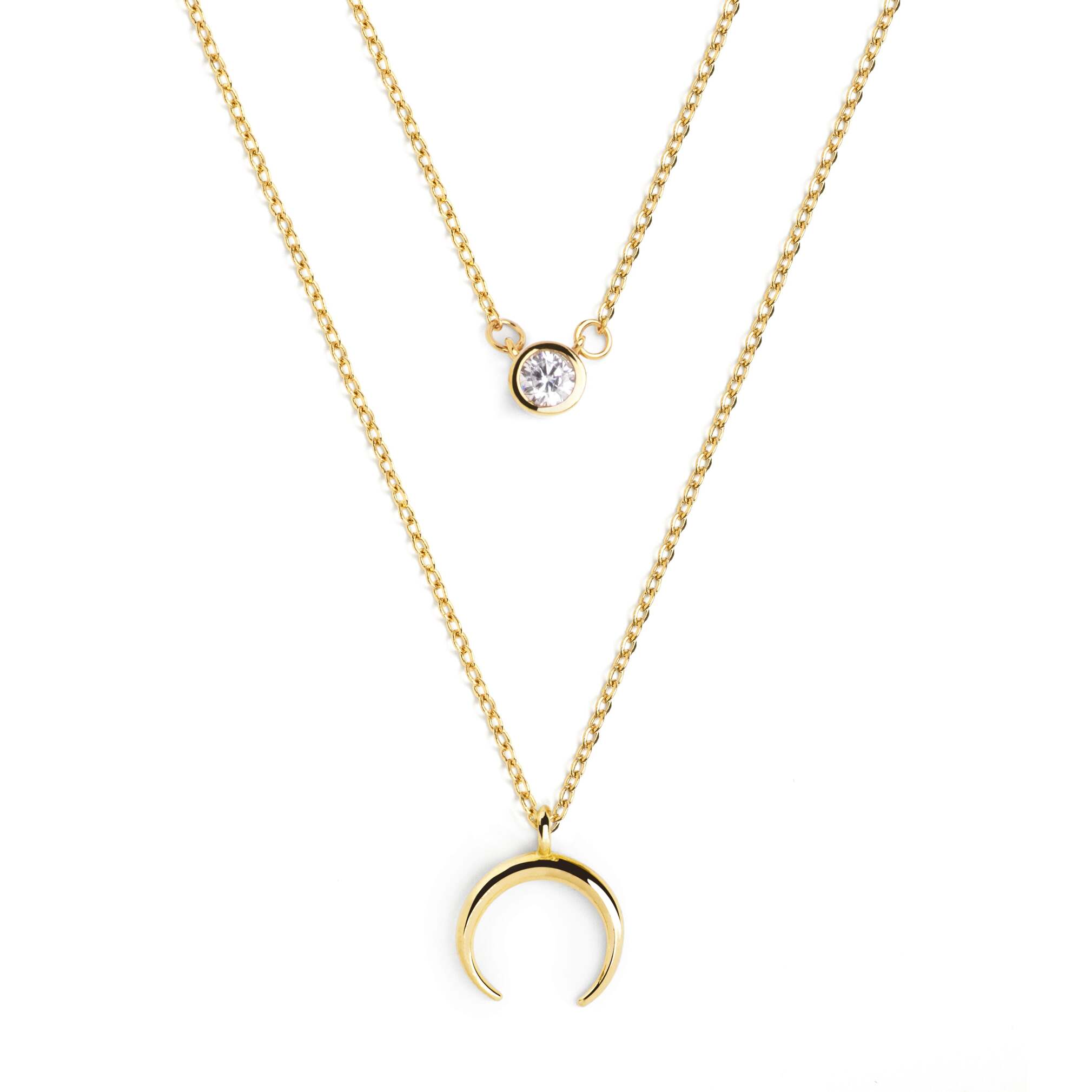Pack 2 Collares Spark + Mini Moonset Plata Baño Oro