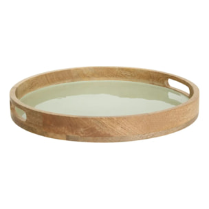 Plateau rond Inaya D38cm vert et manguier