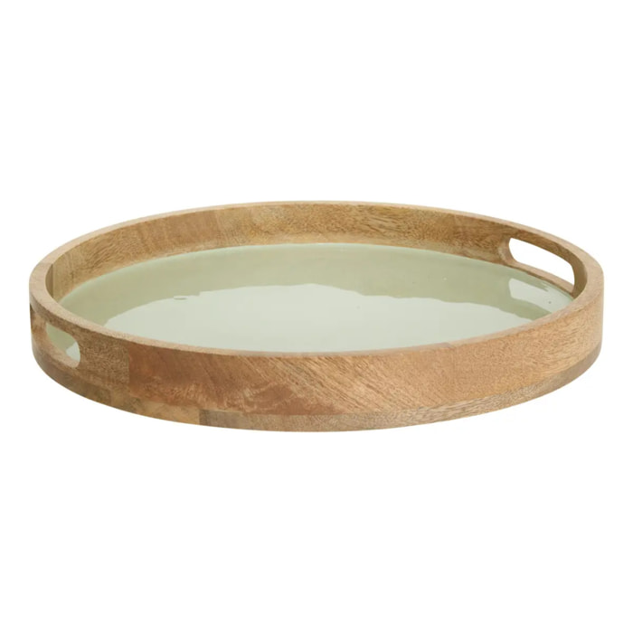 Plateau rond Inaya D38cm vert et manguier