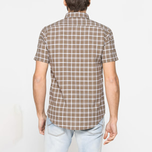 CAMICIA A MANICA CORTA IN COTONE FIAMMATO FANTASIA