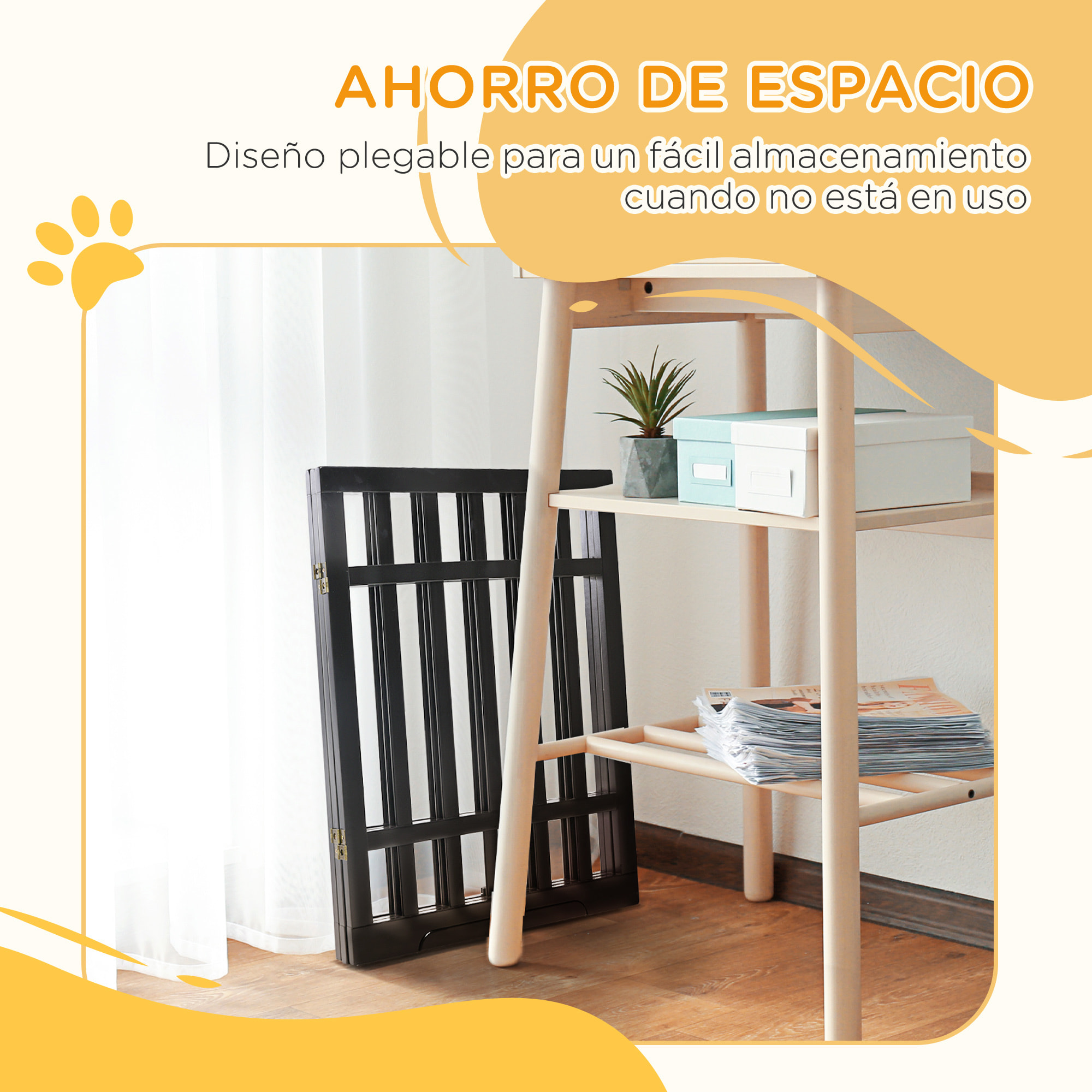 Barrera de Seguridad Plegable para Perros de 3 Paneles para Puertas 181x35x76 cm