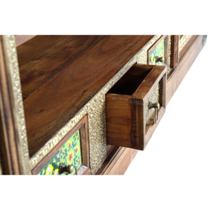 Mueble TV de Madera de Acacia 180 Cm Estilo Artesanal Étnico