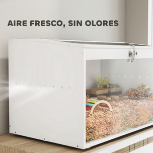 Jaula para Hámster Casa para Animales Pequeños con Tapa Abatible y Ventana de Acrílico Transparente para Hámsteres Enanos Jerbos Pequeños 80x50x50 cm Blanco