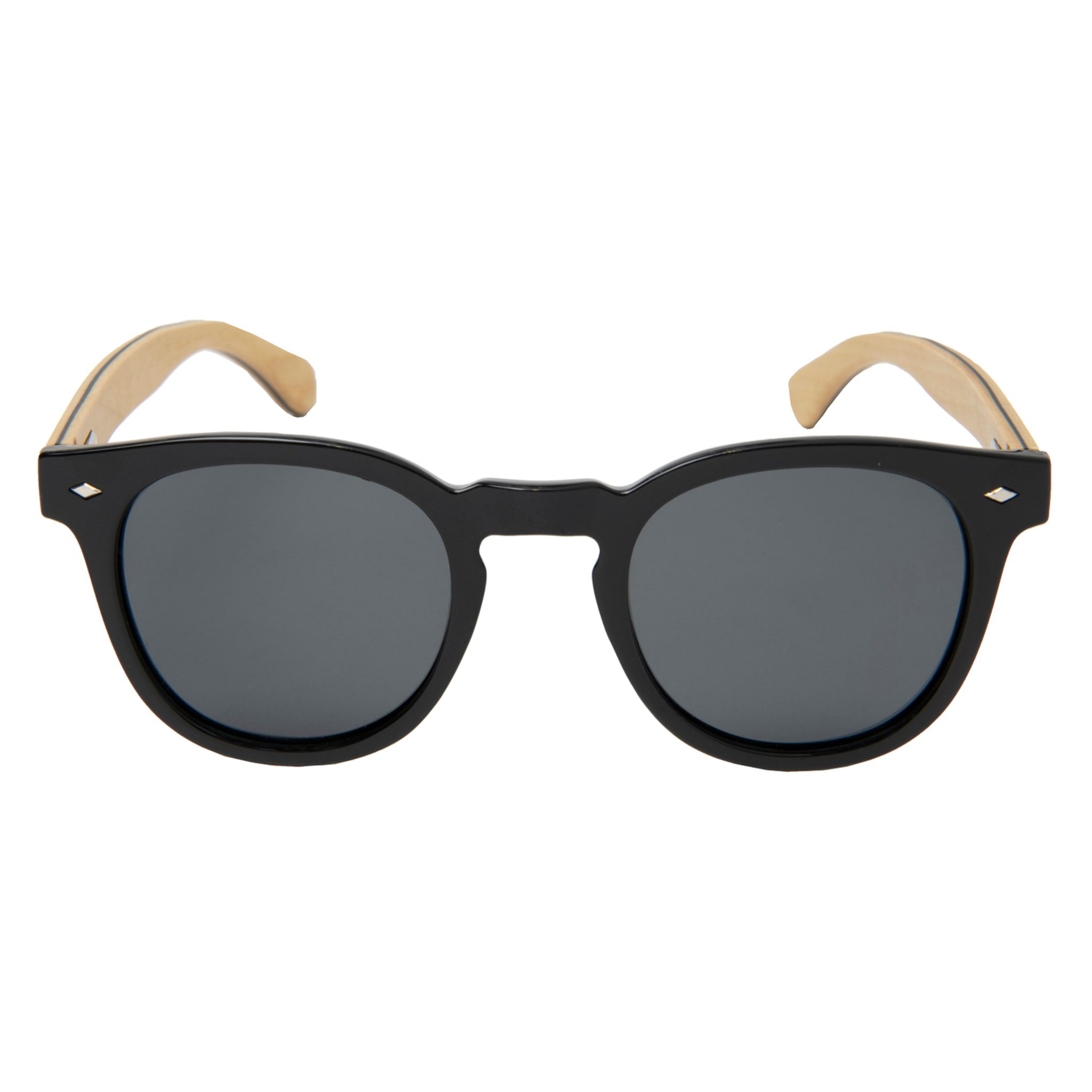 Gafas de sol OCEAN ILLINOIS - Frente negro brillante con patillas de arce en forma de d y / Ahumada
