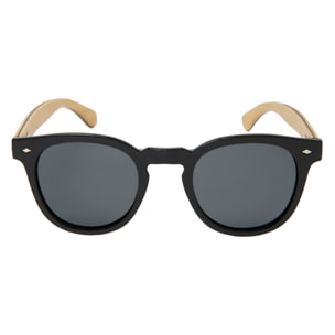 Gafas de sol OCEAN ILLINOIS - Frente negro brillante con patillas de arce en forma de d y / Ahumada