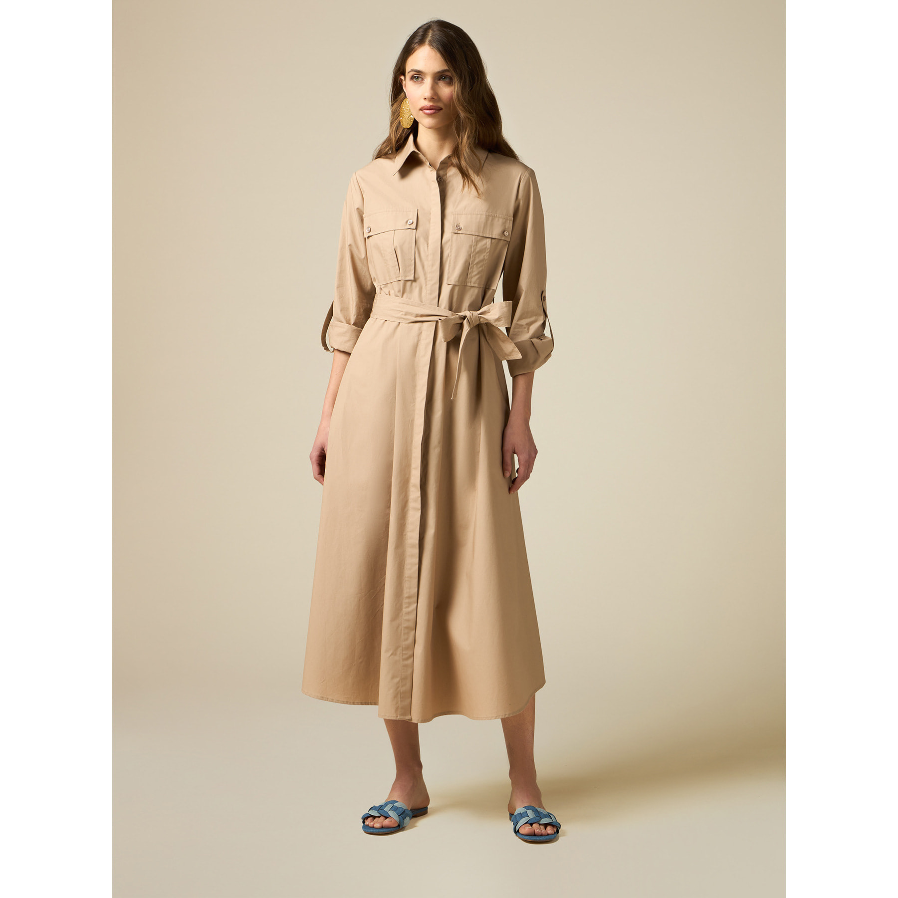 Oltre Vestito chemisier in popeline Beige