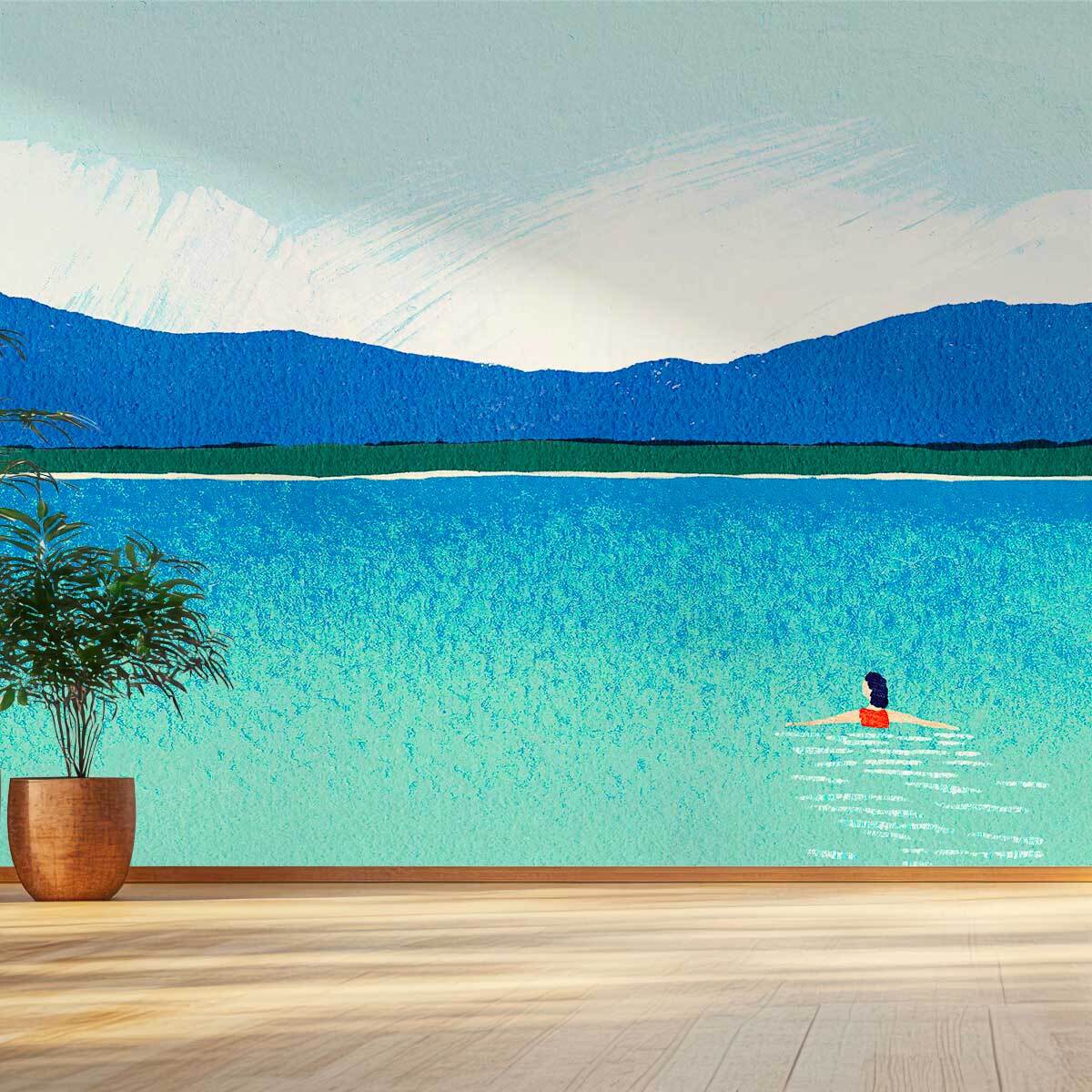 Papier peint panoramique nage au lac Intissé