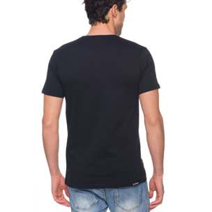 T-shirt in cotone 150 gr Hot Buttered Lizard Nero logo arancio.