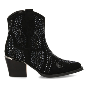 Botin de mujer con detalles brillantes y estilo Cowboy, ideal Otoño invierno