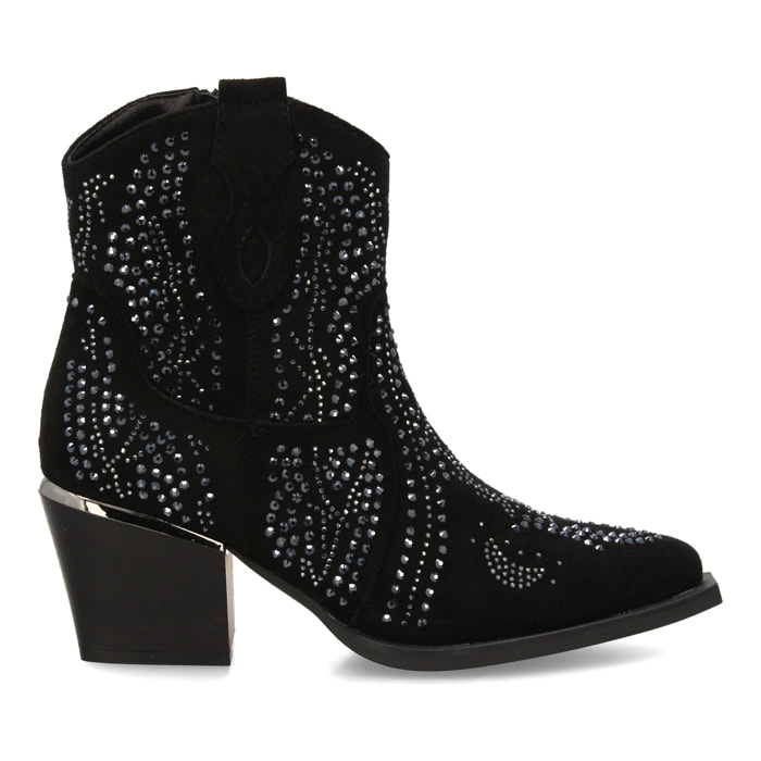 Botin de mujer con detalles brillantes y estilo Cowboy, ideal Otoño invierno