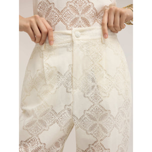 Motivi - Pantalones jogging de encaje - Blanco