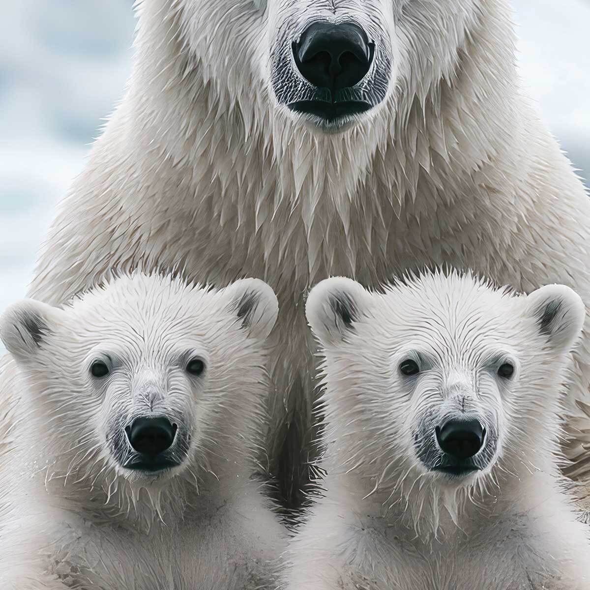 Tableau famille ours polaire Toile imprimée