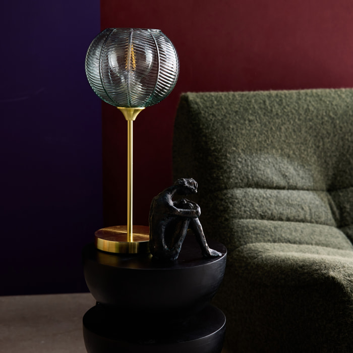 Lampe à poser métal et verre effet cristal Basile vert Ø 20cm