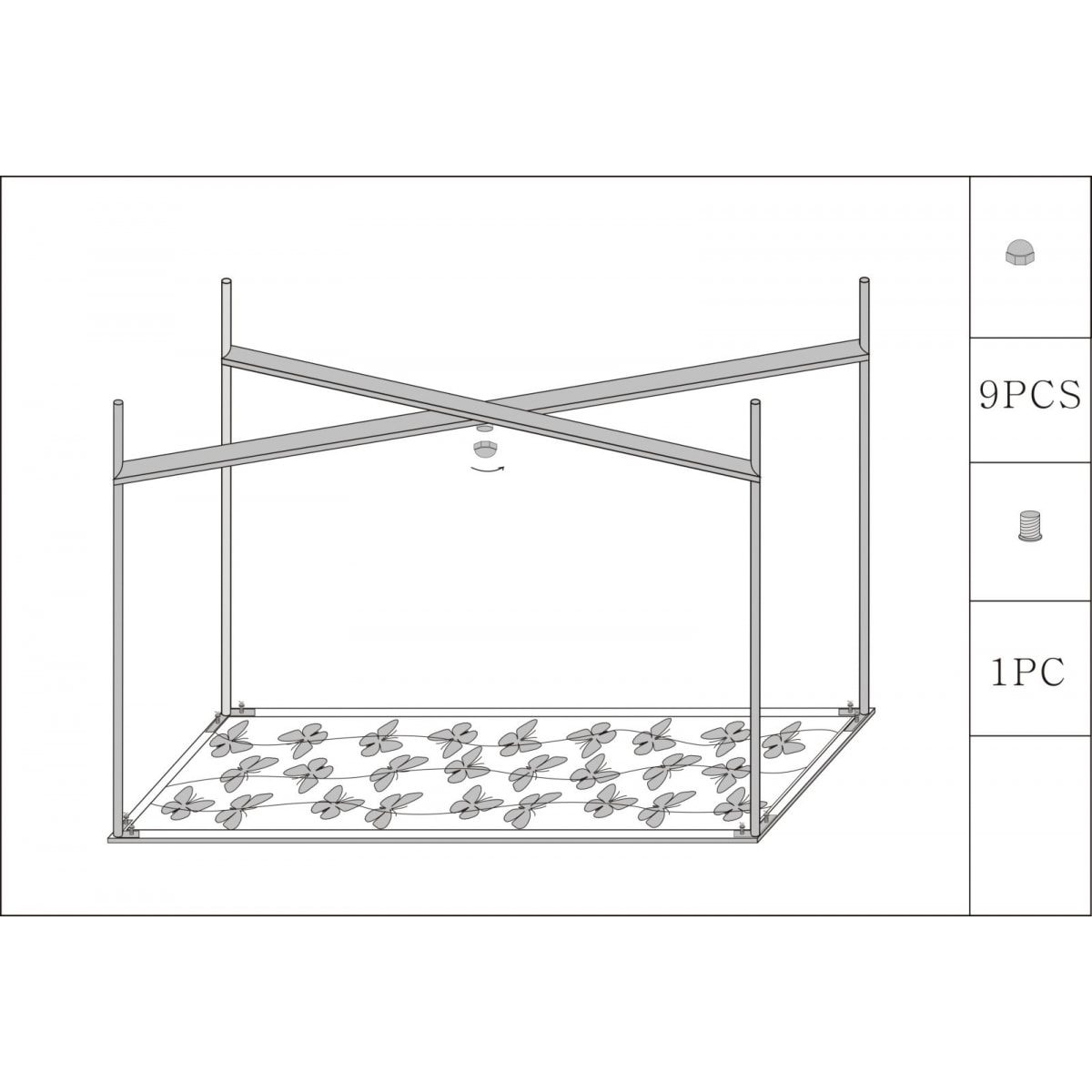 CONSOLE BUTTERFLIES GLASS CHARME1921 MULTICOLORE