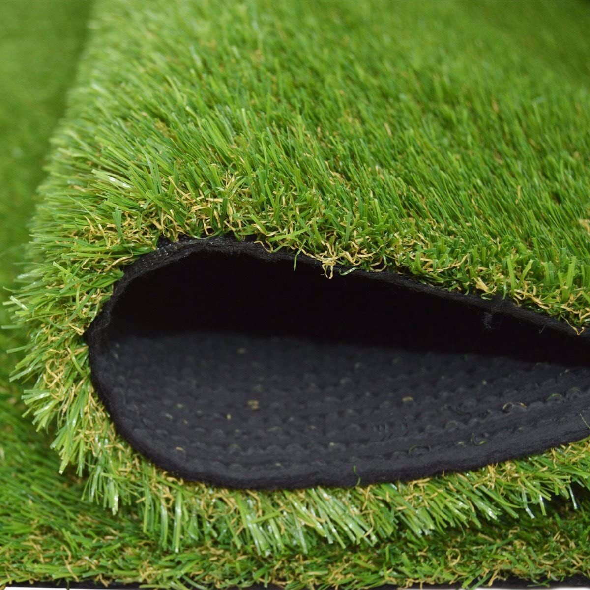 Prato Sintetico Manto Erboso Erba Finta Realistica Giardino 4 Sfumature di Colore Tappeto Erboso Sintetico Anti UV Atossico Drenante 50mm 1x10mt 10mq