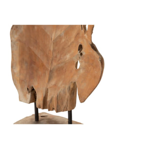 Figura Decorativa Hoja Madera Teka 35x14x85 Cm