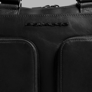 Piquadro Borsa porta in pelle porta pc e iPad® con protezione antiurto, tasca porta bottiglia