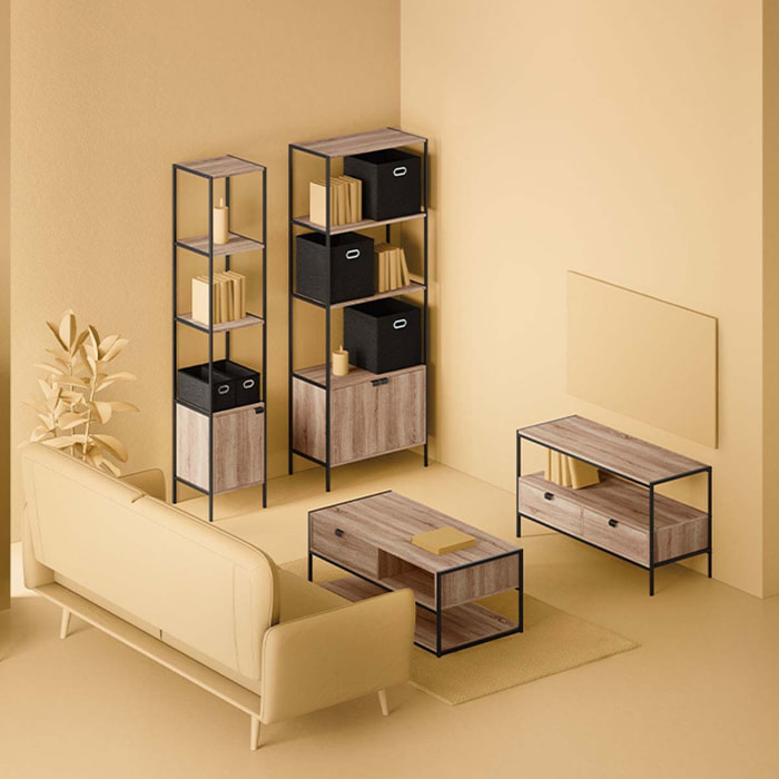 Étagère 1 porte "Aliaj" effet chêne naturel