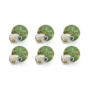 Set 6 Tazzine Caffè con Piattini Excelsa – Calavera, Porcellana Multicolore