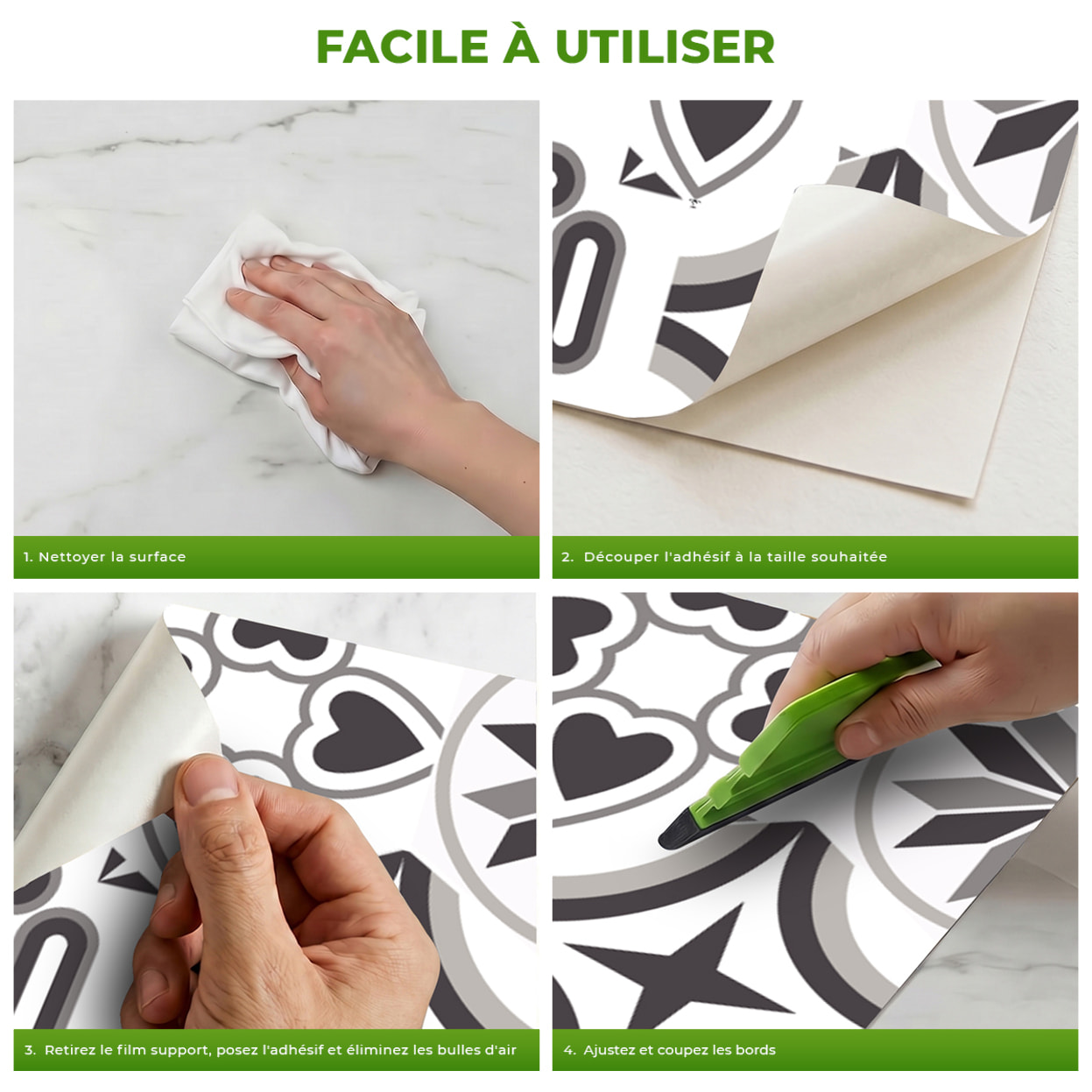 Sticker Sol avec laminat de Protection en Plastique Anti-dérapant | Stickers adhésif Sol - TOMETTES SOL ADRIANA -