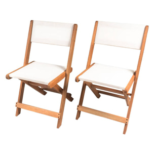 Lot de 2 chaises pliantes en bois exotique "Seoul" - Maple - Beige