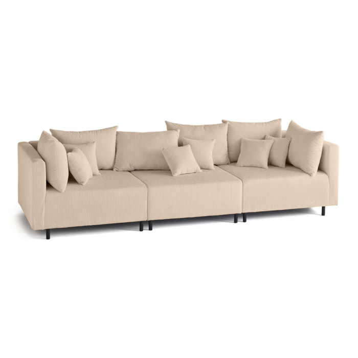 Edinburg - canapé modulable 3 places - velours côtelé - Beige